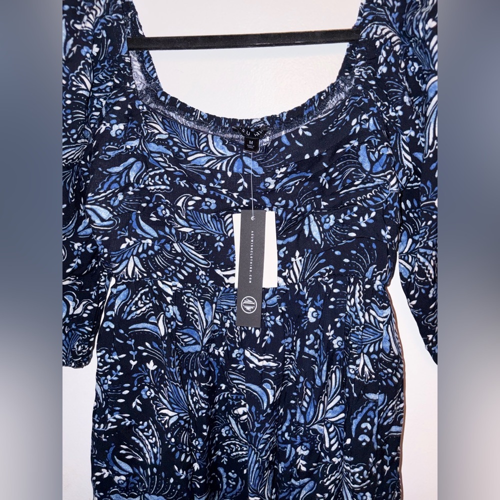 ASU WISH | Women’s Medium | New | NWT | Off Shoulder | Blue | Floral | Dainty - Picture 7 of 15